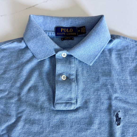 Mens Ralph Lauren Slim Fit Polo Shirt Size M Light Blue New Never Worn - Picture 1 of 6